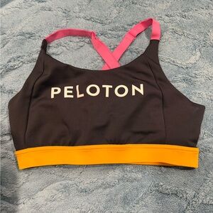 Peloton Black Bra with Pink and Orange Accents